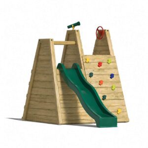 2a Kids Wooden Play Platform with Slide, Steps and Rockwall - Mini Rockies Climber