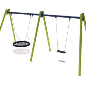 Playground swing with 1 flat seat and 1 nest 2008