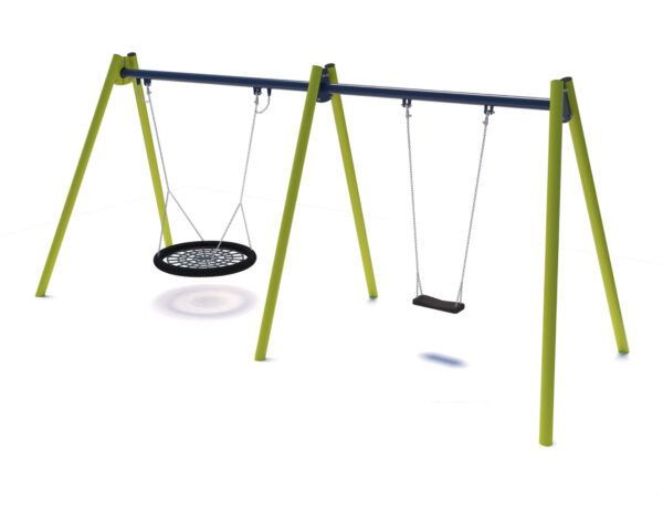 Playground swing with 1 flat seat and 1 nest 2008