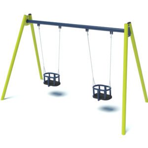Double playground swing with cradle seats 2002