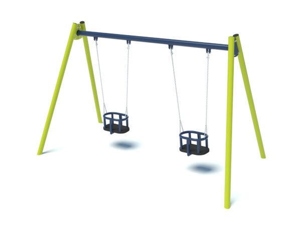 Double playground swing with cradle seats 2002