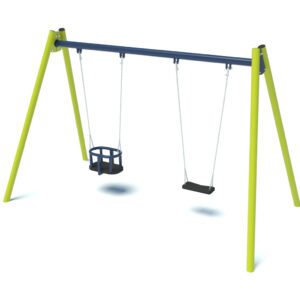 Double playground swing with flat seat & cradle seat 2002