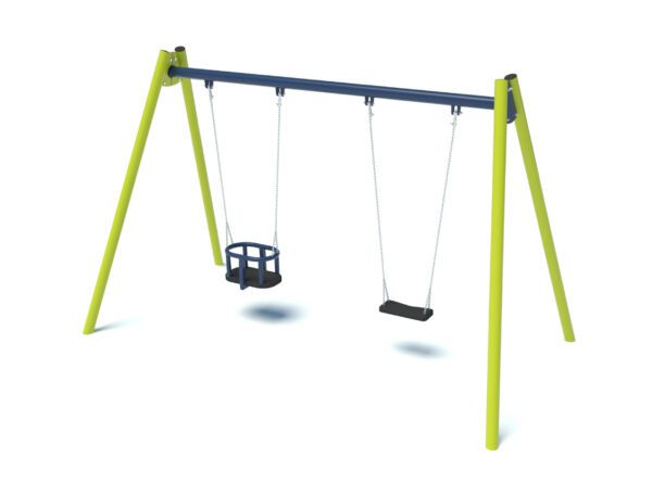 Double playground swing with flat seat & cradle seat 2002