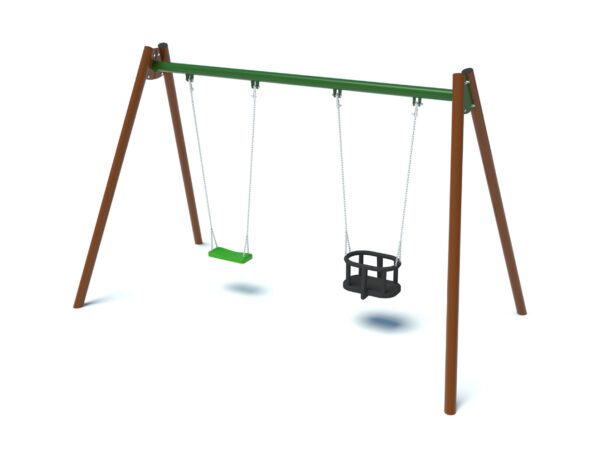 Double playground swing with flat seat & cradle seat 2002 - Image 2