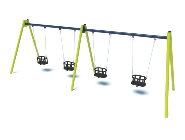 Quadruple playground swing with cradle seats 2004