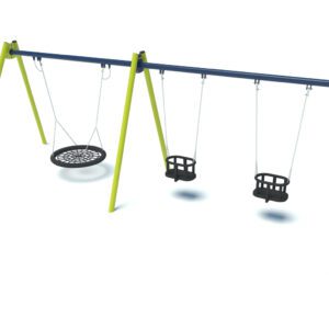 Double playground swing with cradle seats and nest 2005