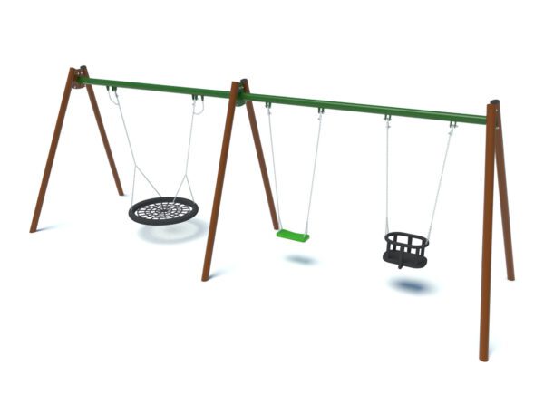 Playground swing with 1 flat seat, 1 cradle seat, 1 nest 2005 - Image 2