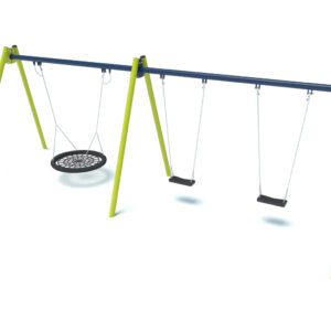 Double playground swing with flat seats and nest 2005